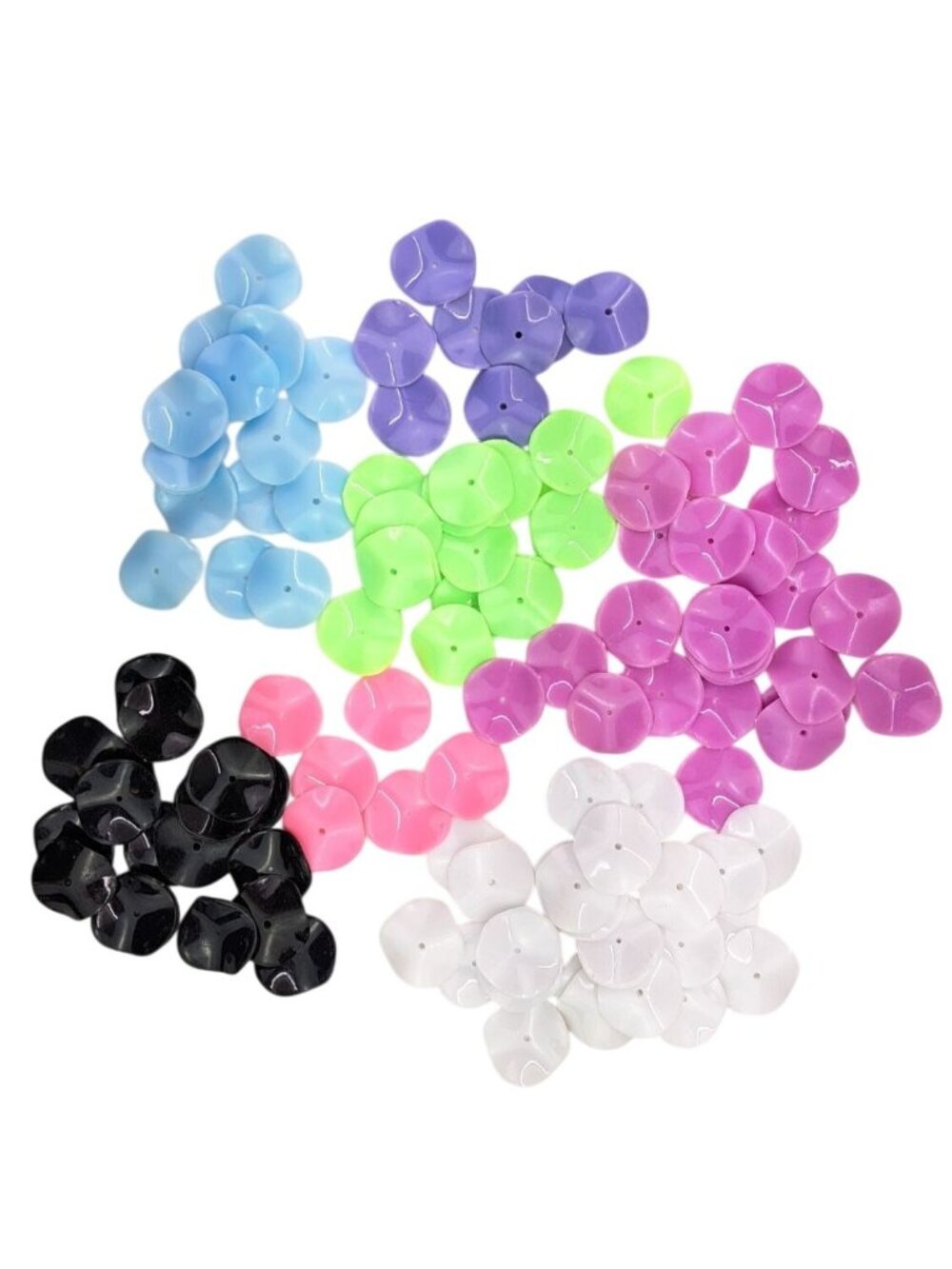 Vintage Plastic Wavy Flower Petal Disc Beads Crafts Jewelry 1.5" Bulk Pack 110